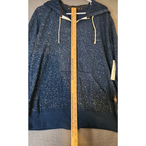 KINETIX Man's Full Zip Up Utility Sweater Jacket NEW Size Large Chunky Knit Blue - Picture 3 of 8